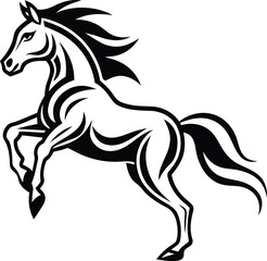 Modern fierce horse vector illustration, fierce horse silhouette vector art, Premium quality fierce horse vector design