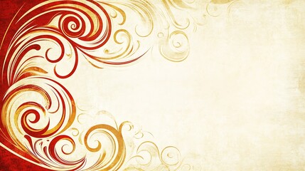 Abstract Red And Gold Swirl Design Background