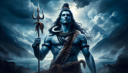 Lord Shiva God Shiva meditation on the mountain - maha shivaratri