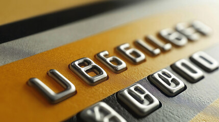 macro photography of credit card cvv and security features focused on embossed numbers and magnetic stripe for detailed design study