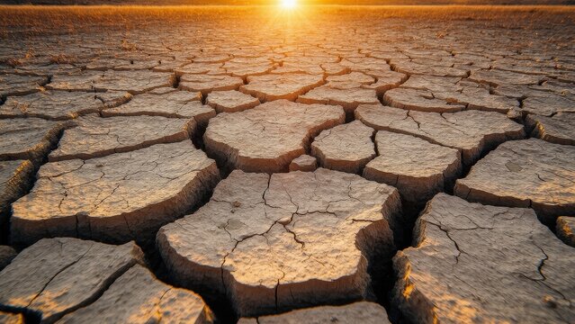 Cracked Dry Earth Close-Up Texture Background