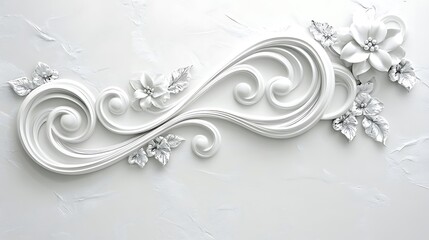Elegant White Floral Scrollwork Design Wall Decor