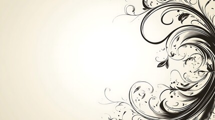 Elegant Black Floral Design on Cream Background