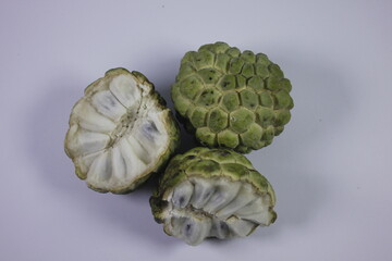 Isolated photo of Srikaya fruit. It has a sweet taste and there are lots of seeds
