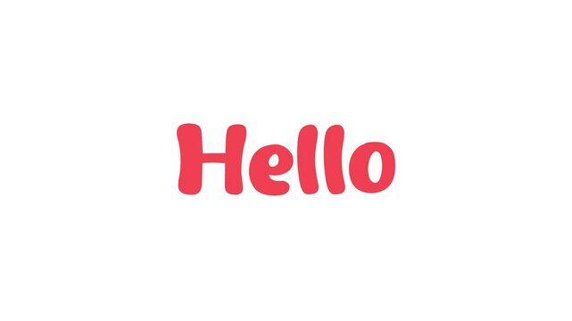 Hello comic word, Greeting phrase lettering beautiful animation on white background.