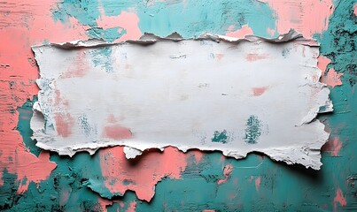 Obraz premium White painted Rectangle on a green and pink background, Generative AI