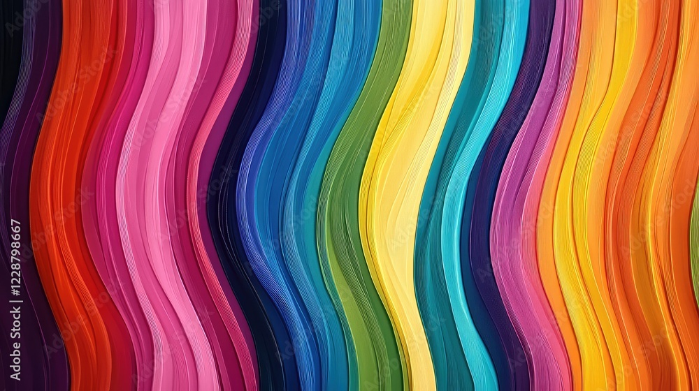 Poster vibrant colorful waves of paint in striking patterns showcasing a beautiful spectrum of hues in abst