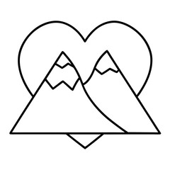 Elegant Line Art Mountain in a Heart