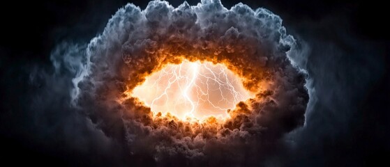 Dramatic Lightning Storm Cloud Burst  Intense Energy  Power  Nature