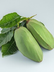 Green fruits with leaves, studio shot, food, healthy eating, recipe ingredient