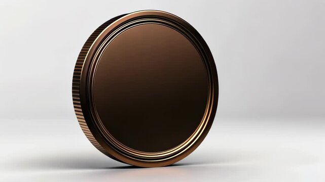 A blank copper coin or medal template with a refined metallic texture, ideal for design and branding projects.