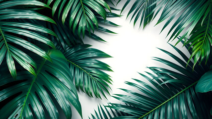Monstera and palm leaves jungle texture