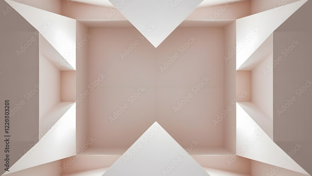 Poster abstract geometric structure in pale pink with triangular shapes