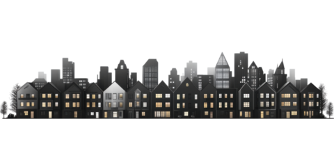 isolated silhouette of houses