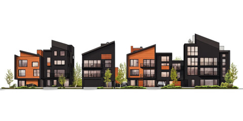isolated silhouette of houses