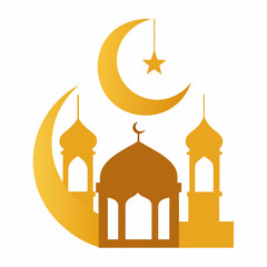 "Vibrant Watercolor Mosque Silhouette for Eid Mubarak – Festive Islamic Vector Art"

