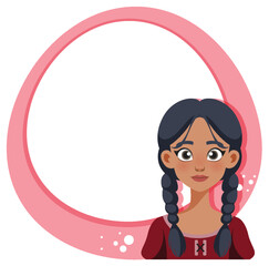 Girl with Braids in Pink Frame