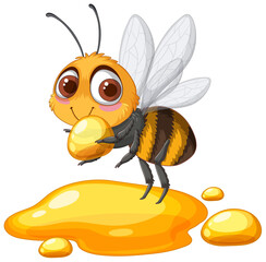 Cute Bee with Honey Illustration
