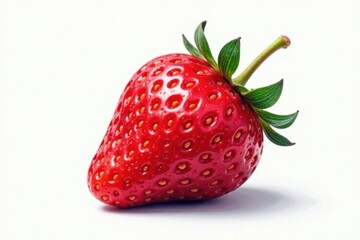 Single ripe strawberry, watercolor wash, delicate, bright red, fruit, digital