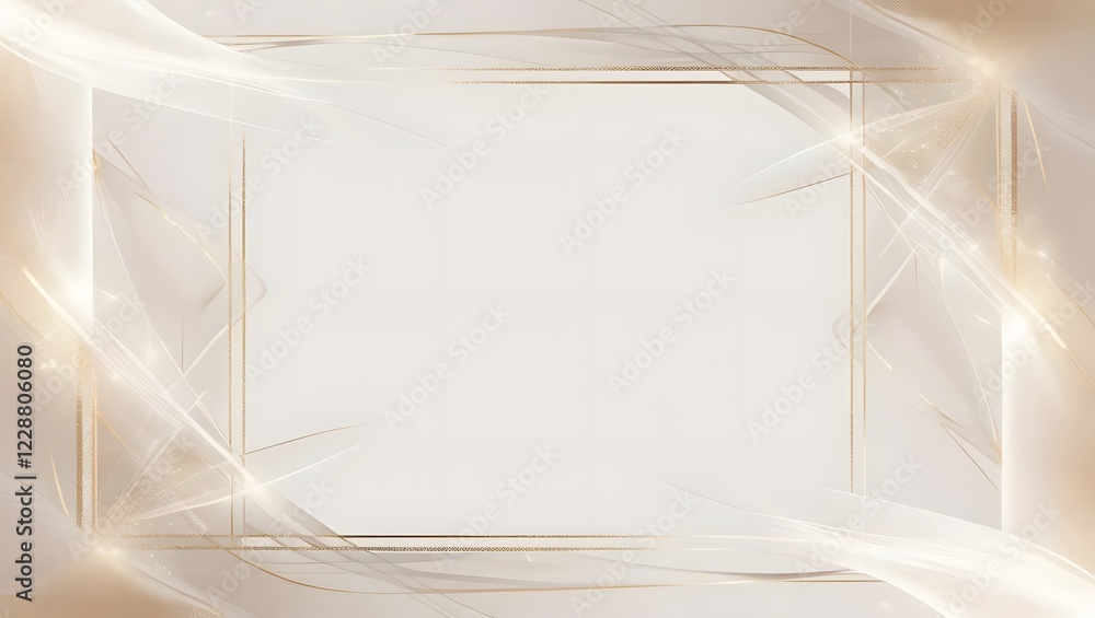Poster golden frame with sparkling lines, elegant abstract design background.