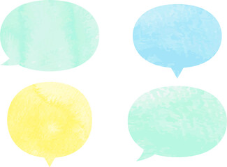 Watercolor speech bubble vector illustration set Cool color Simple Light blue Yellow Copy space Frame