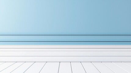 Light Blue Wall And White Wooden Floor Room Interior
