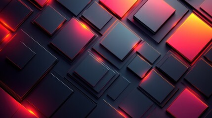 Abstract red and dark gray squares background.