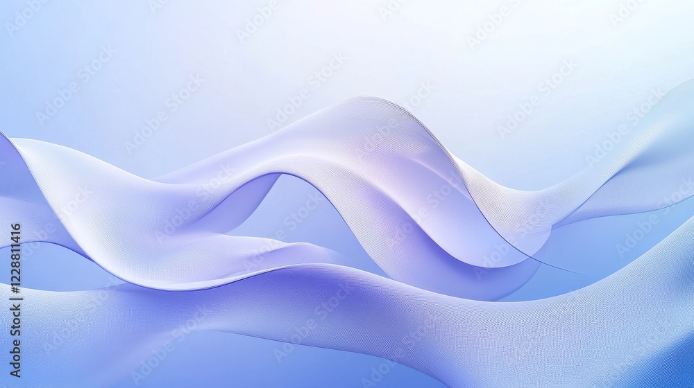 Poster 3d render of an abstract background with wavy lines and waves in a blue-purple gradient, vector illu