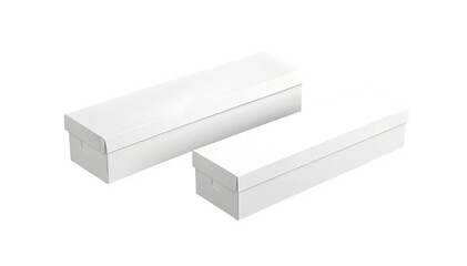 Picture an isometric layout featuring two long, plain white boxes on a white surface. This is a 3D graphic