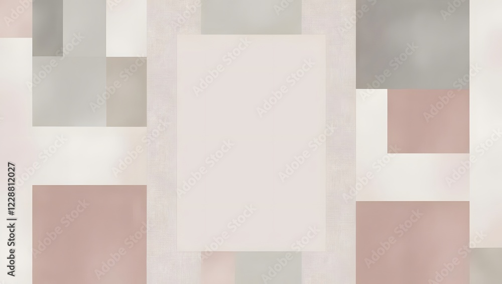 Poster abstract geometric block pattern in neutral earth tones background
