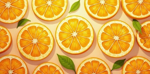 Obraz premium Hand painted orange slices Vibrant seamless background , nature, seamless