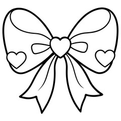 Graceful Bow and Hearts Outline Style
