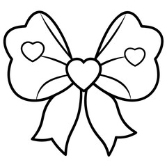 Graceful Bow and Hearts Outline Style