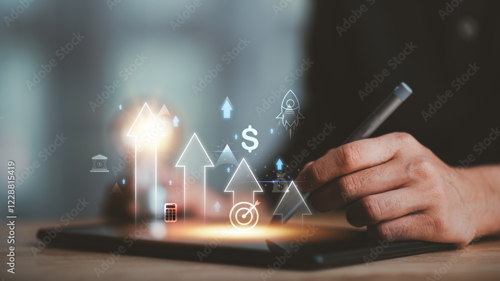 Poster concept of finance and investment ,profit growth management ,financial graphical and statistical ana