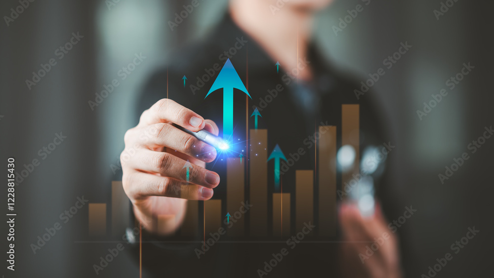 Poster concept of finance and investment ,profit growth management ,financial graphical and statistical ana