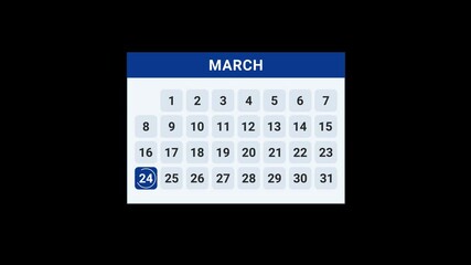 24 March date calendar Animation
