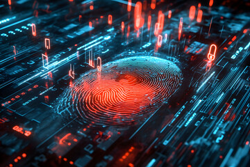 Digital fingerprint technology showing secure access methods in a futuristic cyber environment