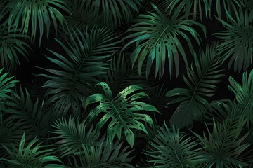 Vector green tropical background with palm leaves for decor, covers, backgrounds, wallpapers Generative AI