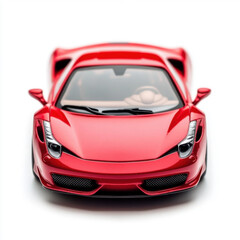 Detailed view of a sleek red sports car, showcasing its design and performance features, captured in a studio setting