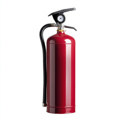 Fototapeta premium Red fire extinguisher positioned upright for safety and emergency preparedness in a building hallway