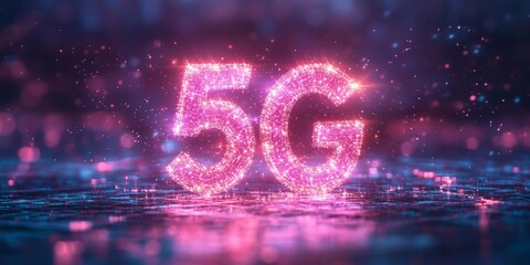 Photorealistic 5G Network Background with Vibrant Sparkling Effects