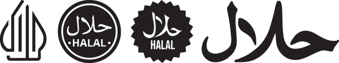halal icon set, halal label, islamic icon, vector illustration