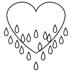 Graceful heart outline crafted with falling raindrops