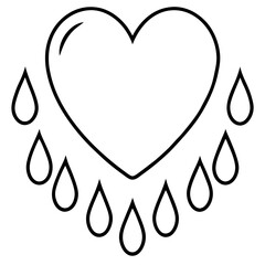Graceful heart outline crafted with falling raindrops
