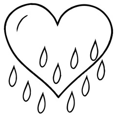 Graceful heart outline crafted with falling raindrops