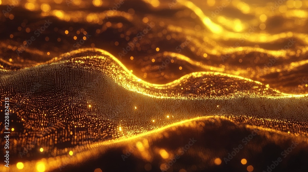 Poster Dynamic and glowing data streams flowing through a network grid, symbolizing the power of blockchain and cyber technologies