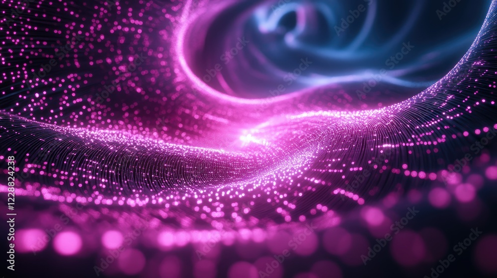 Poster Dynamic and glowing data streams flowing through a network grid, symbolizing the power of blockchain and cyber technologies
