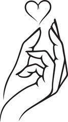 Hands Forming Heart - Minimalist Line Art