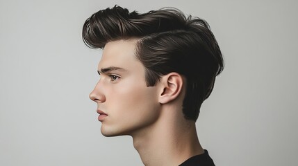 A man with a shaved head and a shaved sideburns