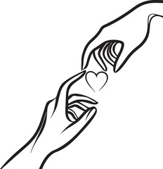 Hands Forming Heart - Minimalist Line Art